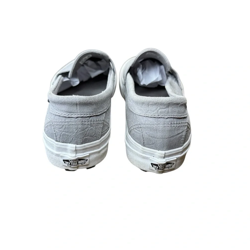 👟 Vans Embossed Grey Suede Slip-On‎ Shoes Men’s 11 🐊✨
